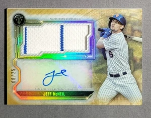 2020 Topps Triple Threads Jeff McNeil Jumbo Relic Gold Auto /25 - Picture 1 of 2