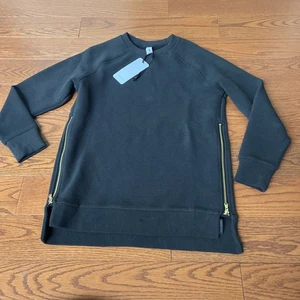 NWT Varley Manning Tunic Sweatshirt Pullover W/Side Zip XS Black Ribbed $110 S - Picture 1 of 7