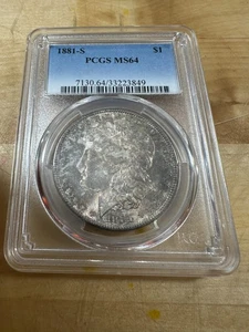 1881 S Morgan Silver Dollar, PCGS MS 64 - Picture 1 of 2