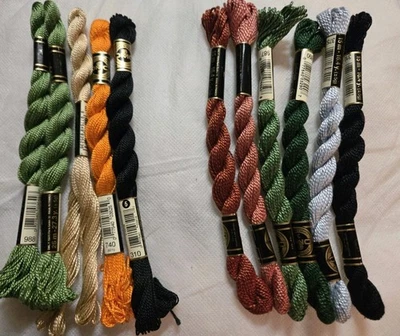11 DMC Perle Cotton # 3 & # 5 Needlepoint Embroidery Thread Floss Mixed Colors - Image 1 of 4