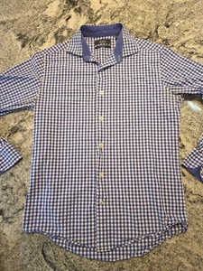 Saks Fifth Avenue Men's Blue & White Stripe Cotton Casual Shirt S Small G48 - Picture 1 of 9