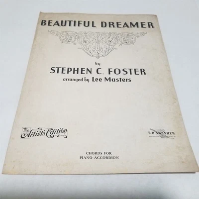 Hermoso Acordeón Soñador Stephen C. Foster Partituras 1939 Masters Foto 1 de 2