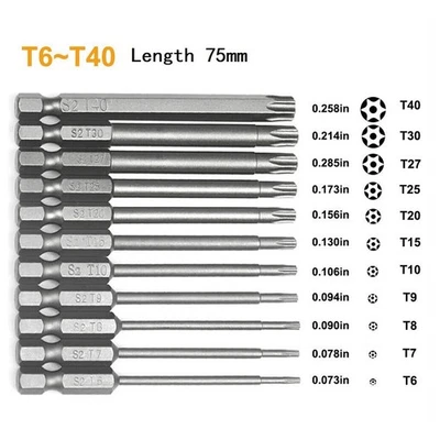High Quality Screwdriver Bit Tamper Proof Star 6.35mm Shank Alloy Steel - Image 1 of 4