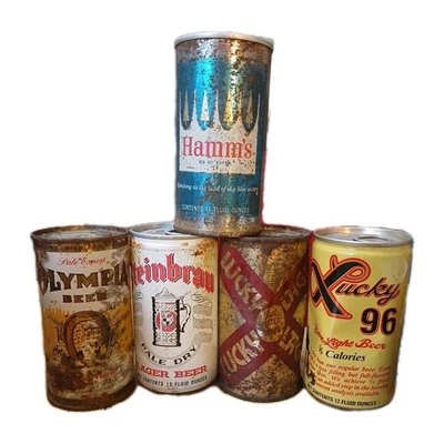 Lote de (5) latas de cerveza Steinbrau Hamm's Olympia Lucky 96 Foto 1 de 4