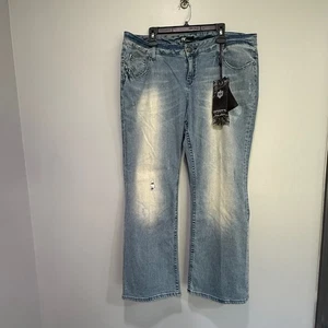 Rerock Y2K Jeans Women's Size 22 Light Wash Distressed Bootcut Jeans new plus - Picture 1 of 8