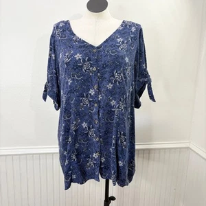Top Torrid Talla Grande 5X Ajuste y Acampanado Abotonado Manga Corbata Country Verano Romántico - Imagen 1 de 14