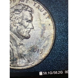 2015 Lincoln Shield Cent Penny Cud Error MMM split planchet Spike Head Lam Toned - Picture 1 of 12