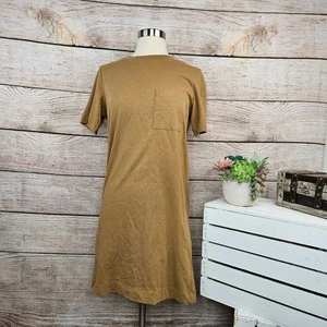 Everlane T-Shirt Kleid Freizeit Kurzarm Tasche vorne hellbraun XS - Bild 1 von 5