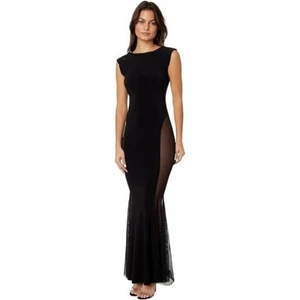 Norma Kamali Sleeveless Crewneck Fishtail gown with mesh sides - Black - L - NWT - Picture 1 of 11