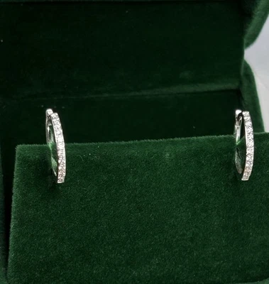 Diamond Hoop Earrings 18ct Gold  Length 1.5cm total carat weight diamonds 0.25ct - Image 1 of 4
