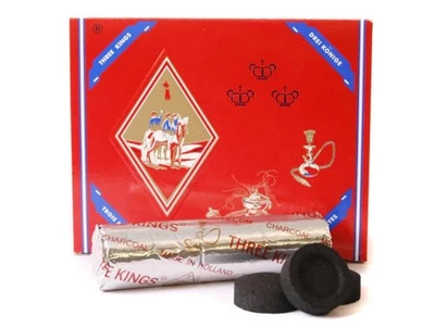 Carbón Three Kings, luz rápida para cachimba/cachimba, resina e incienso - paquete de 20 Foto 1 de 2