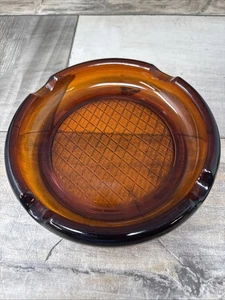 Large Round Heavy Amber Color Glass Ashtray - Picture 1 of 6
