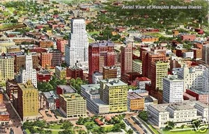 Postcard TN Memphis Tennessee Aerial View Business District 1944 Linen - Picture 1 of 1