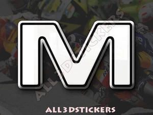 Pegatina Letra M 3D Color Blanco Tamaño 25mm - Picture 1 of 1