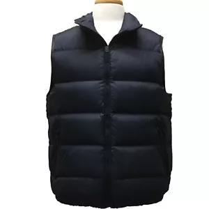 Coach F83746 Mens Down Puffer Vest with Leather Trim Full Zip Lined Navy Blue - Picture 1 of 12