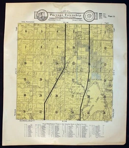 1928 Plat Map Portage Township Kalamazoo County Michigan Austin Lake West Lake - Picture 1 of 6