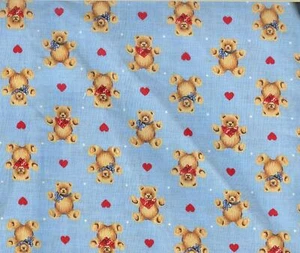 VINTAGE! BEARS WITH HEARTS ON BLUE - HALLMARK CARDS INC. - BTFQ - 18"X22" - Picture 1 of 1