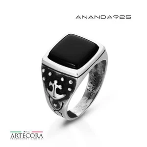 Anello Uomo in Argento 925% Ananda 925 modello chevalier con pietra onice - Foto 1 di 1