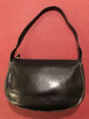 PAOLO BIANCHI schwarze Echtleder Handtasche Geldbeutel MADE IN ITALY Reißverschluss Top - Bild 1 von 4