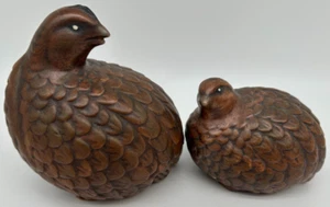 Handpainted Ceramic Quail Figurine Pair~USED~Vintage Bird Partridge Ceramic Mold - Picture 1 of 5