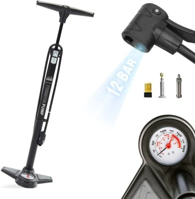 Fahrrad Standpumpe Luftpumpe Pumpe Manometer alle Ventile schwarz Dansi