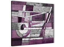 Aubergine Grey White Painting Bathroom Canvas Wall Art - Abstract 1s406s - 49cm
