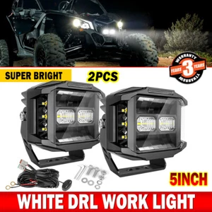 Pair 5'' Spot Flood Dually-Side Shooter LED Pods Work Lights Bar DRL ATV UTV 4WD - Picture 1 of 19
