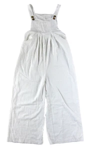 NWT Pantalon White Cotton Stretch Pocket Jumpsuit Romper Woman Medium - Picture 1 of 5