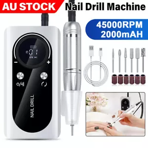 45000RPM Cordless Electric Nail Drill Machine E File Manicure LED Art Drill Kit - Picture 1 of 16