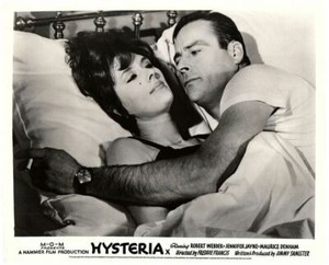 HYSTERIA Original Lobby Card Hammer Horror Robert Webber Sue Lloyd in bed