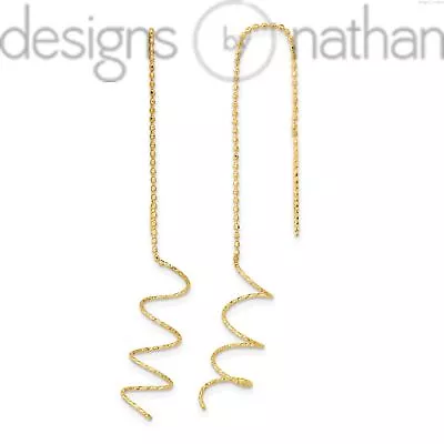 Designs by Nathan | 14k Yellow Gold    Diamond-cut Spiral Threader Earrings - Image 1 of 4