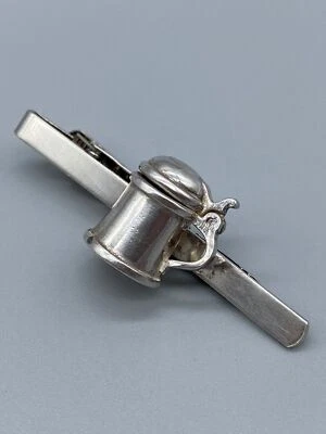 Vintage Sterling Silver 925 Beer Stein Mug Tie Bar Clip Made In Germany - Image 1 of 4