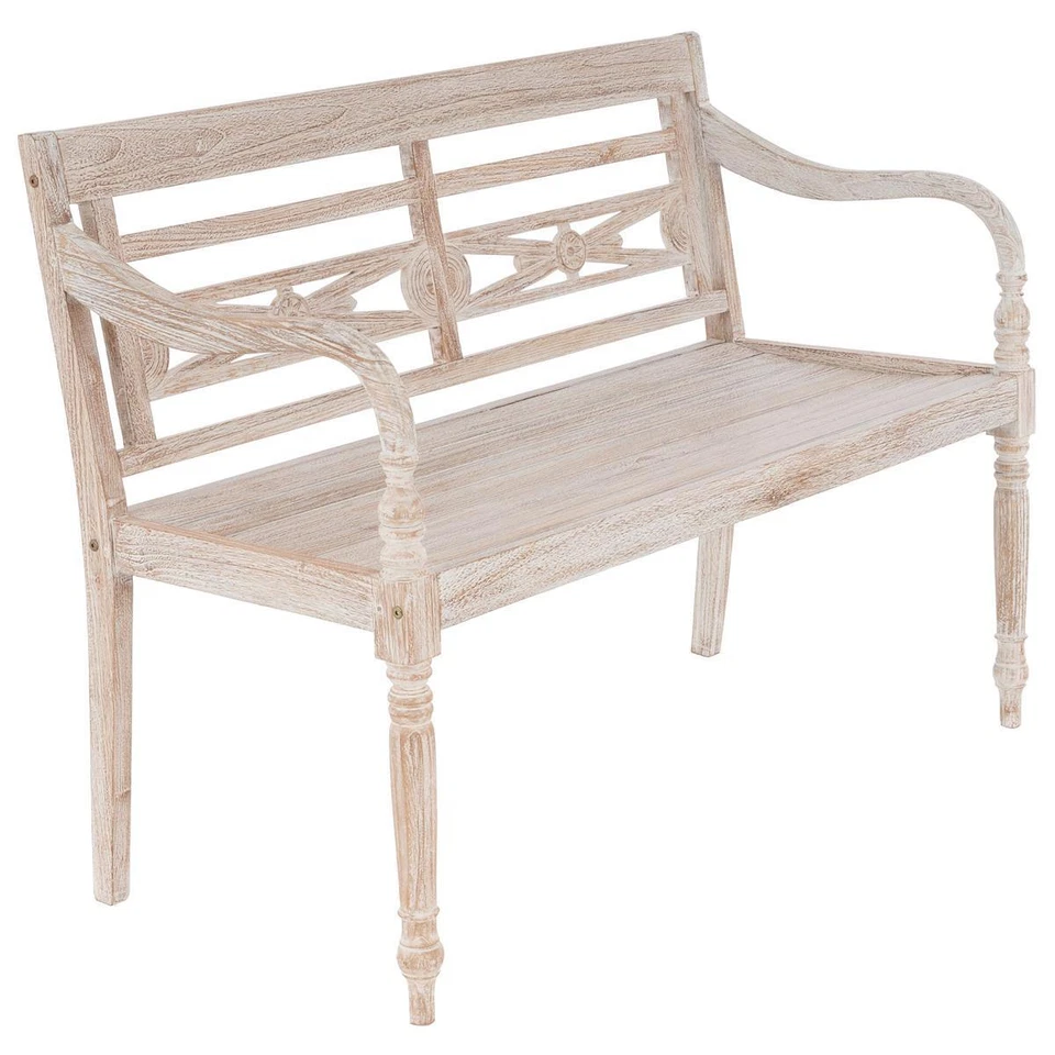 DIVERO 2-Sitzer Gartenbank HAVANA white wash Teak Holz Landhausbank Holzbank - Bild 1 von 4
