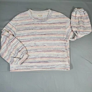 Madewell Sweater Womens XXS Bubble Sleeve Pullover Crop Top Rainbow Stripe AI240 - Picture 1 of 12
