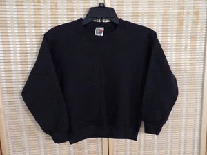 NWOT JERZEES Sweatshirt Black Crew Neck Fleece L 14-16 Youth - Picture 1 of 9