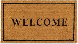 Coco Coir Door Mat with Heavy Duty Backing, Welcome Doormat, 17.5”X30” Size, Eas - Picture 1 of 12
