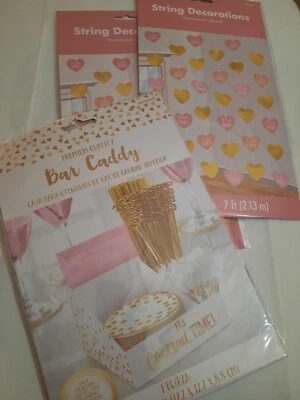 Its A Girl Baby Shower, rosa, dorado, (2) decoración de cuerda colgante de 7 pies con carrito de barra Foto 1 de 4