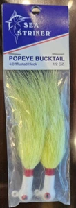 Sea Striker P12WC Popeye Bucktail Jigs, 1/2 oz, 4/0 Hook, White/Chartreuse- New - Picture 1 of 2
