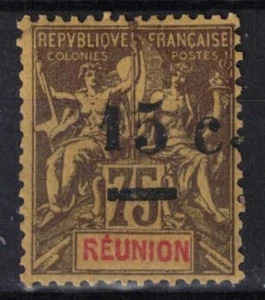 TIMBRE REUNION VARIETE " 1 " PLUS PETIT N° 54A NEUF * GOMME AVEC CHARNIERE - Picture 1 of 2