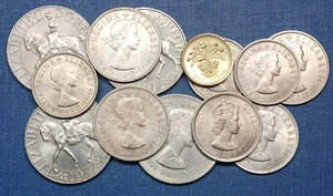 Great Britain 12 Coins, Mostly Large, Mostly AU & Unc, 1955-1989 - Picture 1 of 3