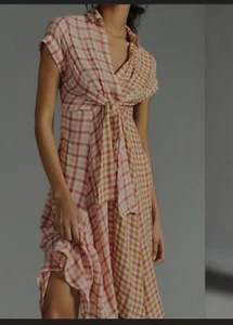 Pilcro Anthropologie Tie Front Shirt Dress NWT Size XXS - Picture 1 of 7