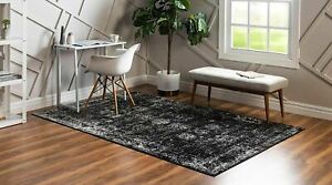 4' x 6' Black New Area Rug H Home Decorative Art Soft Carpet Collectible