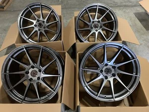 18x9.5 +35 Aodhan AH09 5x114.3 Hyper Black Wheels (Used Set) - Picture 1 of 6