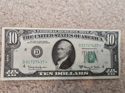 1963 A $10 FEDERAL RESERVE STAR NOTE CLEVELAND FR.2017-D*  - Image 1 of 4