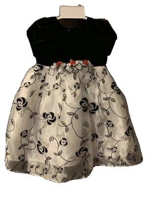 Marmellata 女孩 2 件套连衣裙 18 个月全新带标签 Bloomers 黑色白色可爱 — 第 1/4 张图片