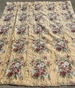 RALPH LAUREN *KATHLEEN Full Queen COMFORTER Yellow Floral Flowers Sateen GUC~ - Picture 1 of 14