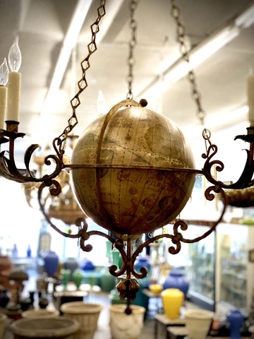 Old World Globe Chandelier 6 Bulb 56x30 Rare Cover