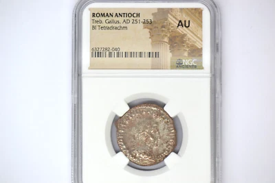 SYRIA. Antioch. Trebonianus Gallus (AD 251-253). BI tetradrachm (26mm). NGC AU - Image 1 of 4