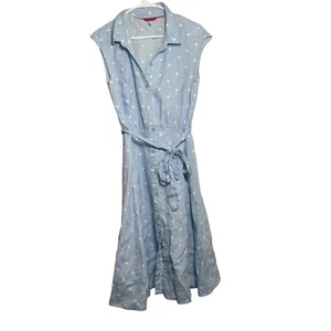 Vestido para mujer Joules 8 azul blanco con botones lazo delantero sin mangas cuello boho - Imagen 1 de 8