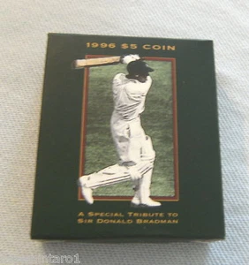 #C7.  1996  SIR DONALD BRADMAN PROOF $5 CRICKET COIN - Picture 1 of 2